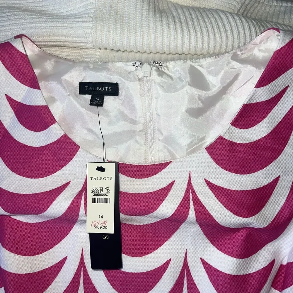 Talbots NWT Womens 14 Fit & Flare Cotton Knit Shell Poly Lined Pockets $169 MSRP - Picture 3 of 15